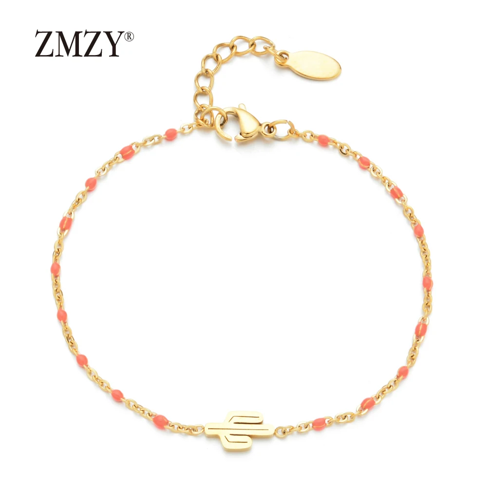 ZMZY 7pcs/masse Blandet Farve Erklæring Charme Armbånd Til Kvinder Guld Farve Kæde Kaktus Armbånd Kvindelige Minimalistisk Smykker