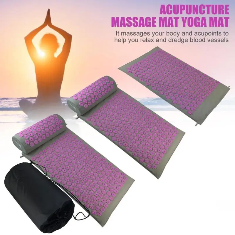 Massageapparat Puder Akupressur Lindre rygsmerter Spike Mat Massage Yoga Måtter Yoga Måtten med Pude Nål Massageapparat