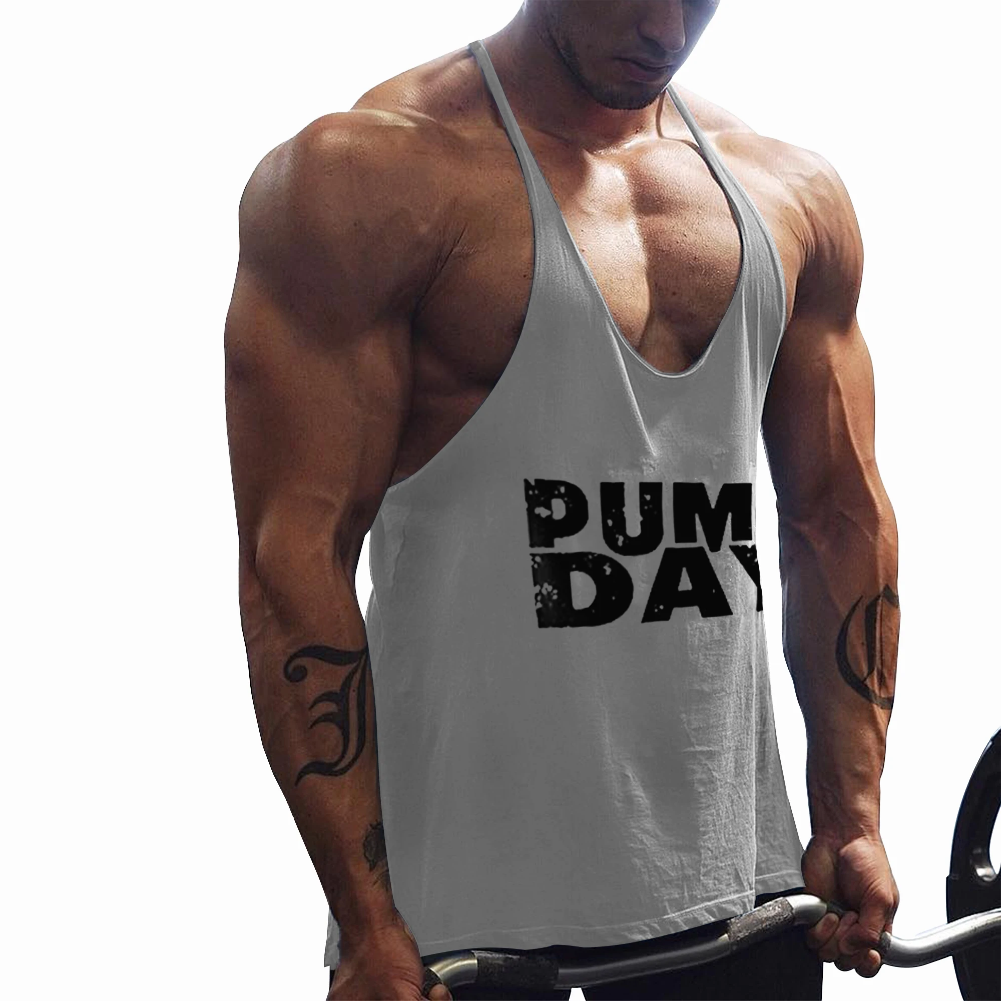 Mænd PUMPEN DAG Fitness Træning, Bodybuilding Tank Tops Muscle Fit Udskrivning Stringer Y Tilbage Trænings-og Tynd skulderrem Bodybuilding