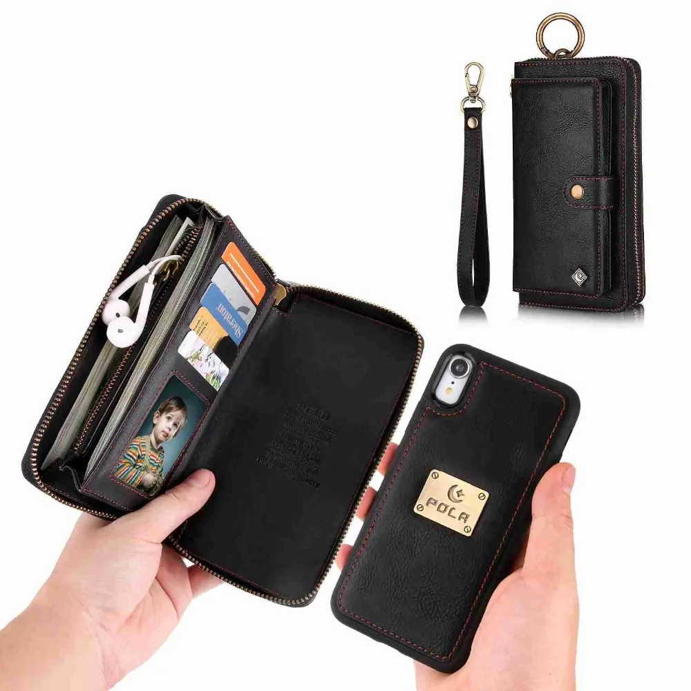 Pung Wristlet Phone Case For iphone 12 mini-11 Pro X Xr Xs Max 6 s 7 8 Plus Se 2020 Apple Etui Luksus Læder Telefonens Cover