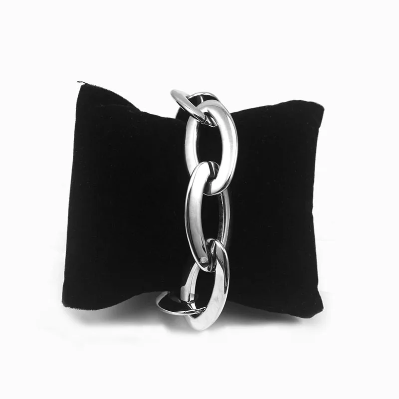 Silver Oval Link Kæde Armbånd Stål Kvinder Store Chunky Mode Smykker Armbånd-Armbånd-1 Stk Gratis Fragt
