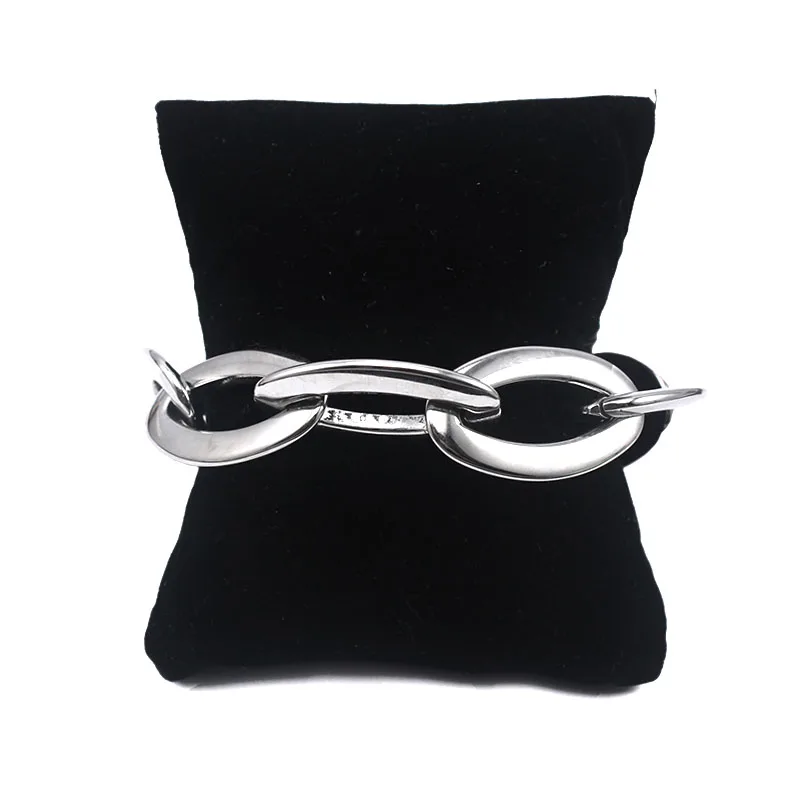 Silver Oval Link Kæde Armbånd Stål Kvinder Store Chunky Mode Smykker Armbånd-Armbånd-1 Stk Gratis Fragt