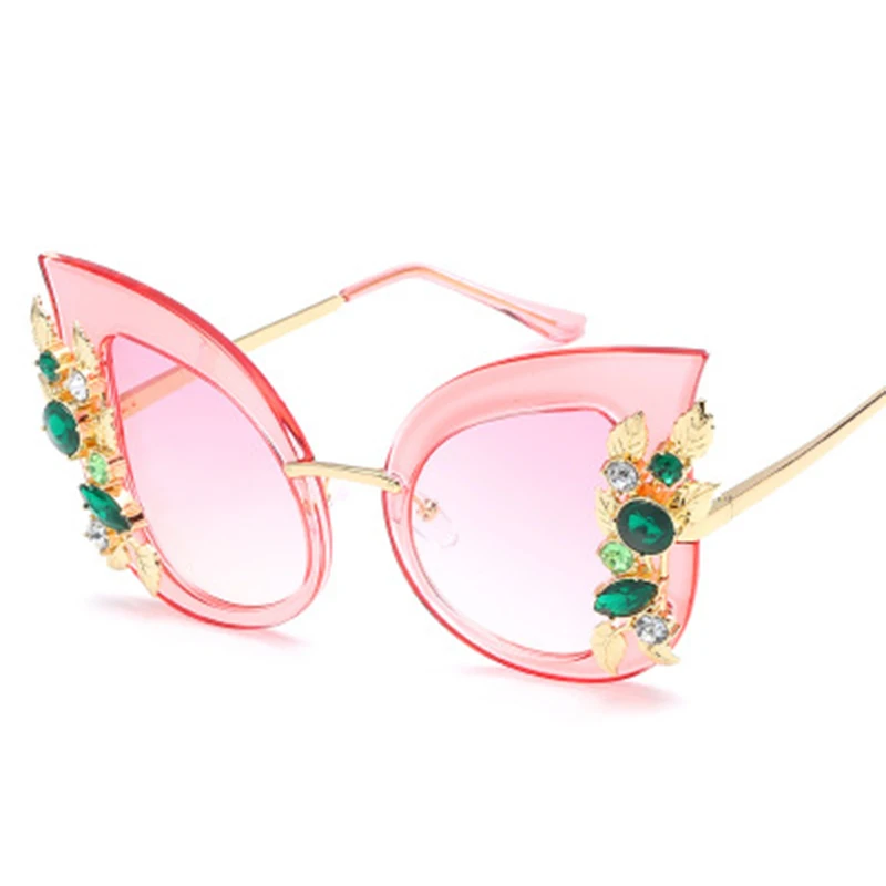 Mode klassiske cat eye solbriller kvinder mænd Med diamanter Gradient sol briller Vintage luksus mærke briller UV400 Oculos de sol