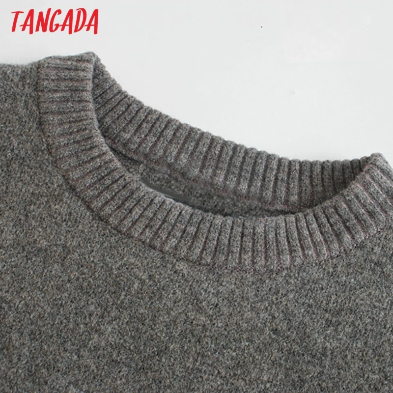 Tangada Kvinder Afslappet Oversize Strikket Sweater, Jumper O Hals Kvindelige Oversize Trøjer Smarte Toppe 3L44