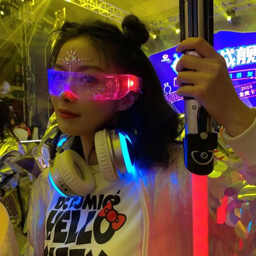LED Lysende Briller Futuristisk Elektronisk Visir Briller Lys Op Briller Prop Til Halloween Festival KTV Bar Part Performance
