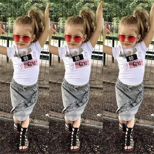 2018 Nyfødte Barn Baby Pige Tøj Sæt Søde Baby Bomuld Top T-shirt i Stretch Nederdel Outfit Tøj Baby Tøj