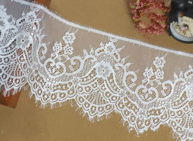 6Meter/masse Frankrig Eyelash lace trim 18cm bred sort hvid blonde stof håndlavet diy tøj brudekjole sy tilbehør