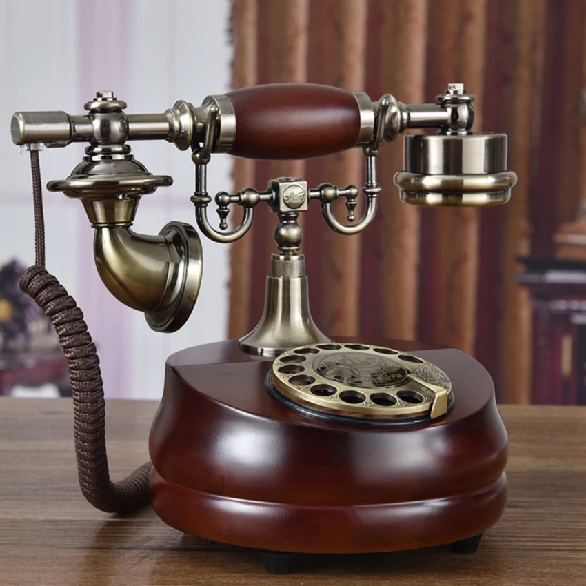 Klassiske Retro Ledning Telefon Roterende Skive-Telefon Fastnet -, Dobbelt Mekanisk Klokke, Elektroniske Klokke Gammeldags Telefon til Hjemmet