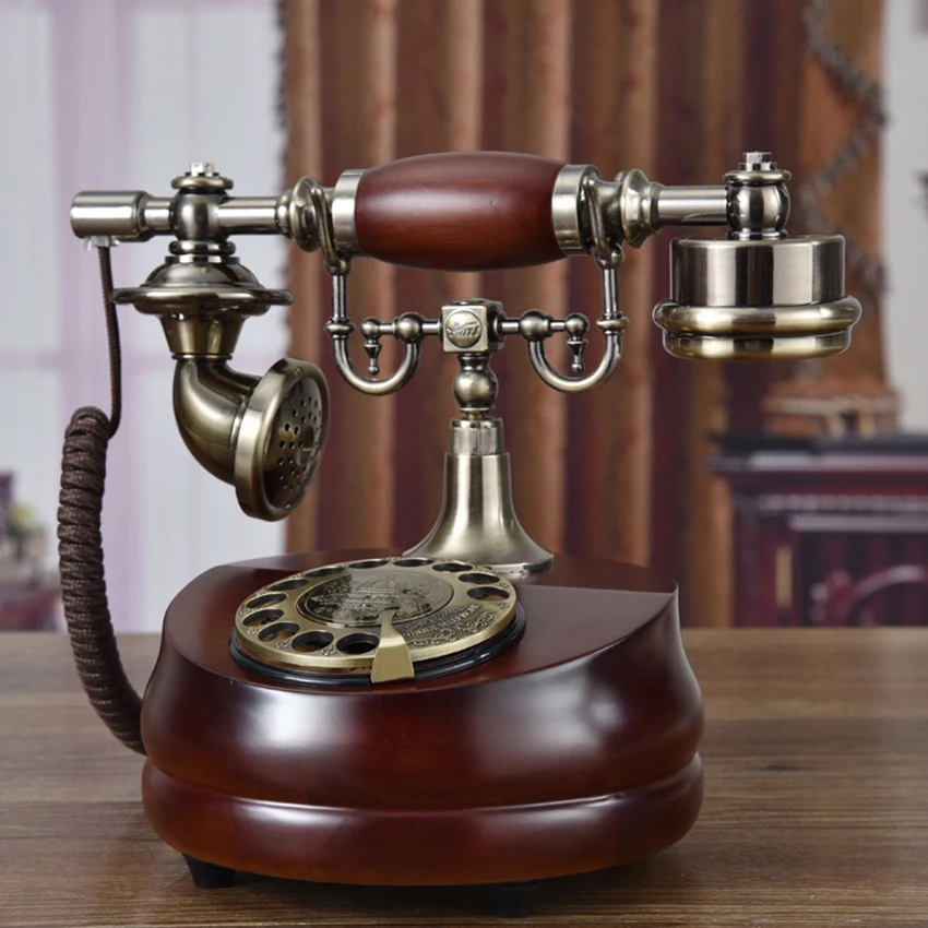Klassiske Retro Ledning Telefon Roterende Skive-Telefon Fastnet -, Dobbelt Mekanisk Klokke, Elektroniske Klokke Gammeldags Telefon til Hjemmet