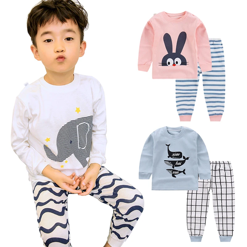 Efterår og Vinter Børn Pyjamas Sæt Baby Pige Tøj Drenge Pyjamas Piger Pijamas Baby Nattøj til Børn med Lang Ærmet T-shirt+Bukser
