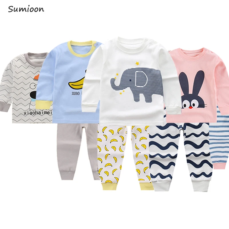 Efterår og Vinter Børn Pyjamas Sæt Baby Pige Tøj Drenge Pyjamas Piger Pijamas Baby Nattøj til Børn med Lang Ærmet T-shirt+Bukser