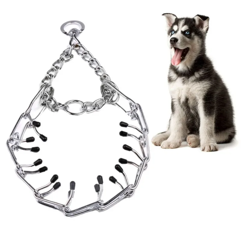 Metal Klemme Hundetræning Kæde Halsbånd Gren Pet Choker Kraver Uddannelse Af Forbrugsstoffer Hvalp Metal Halsbånd