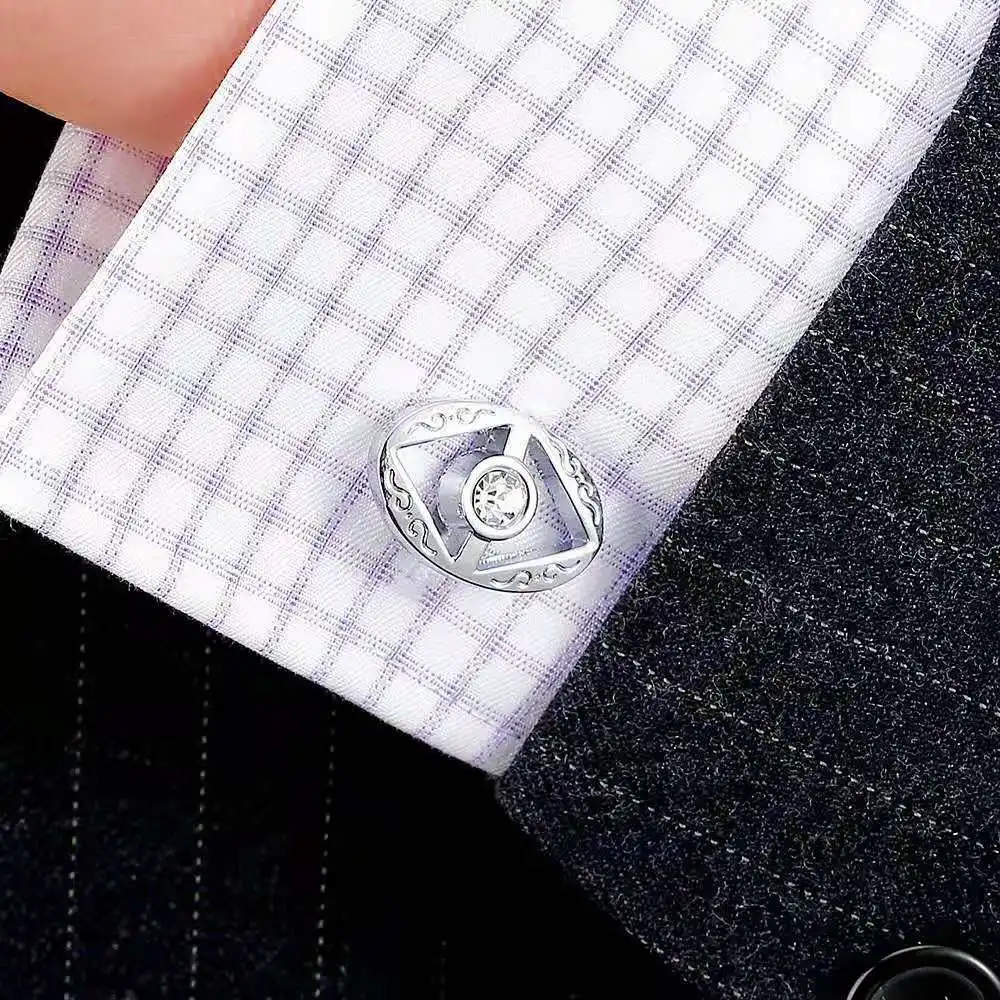 8 stil, høj kvalitet kobber fransk manchetknapper geometriske figurer indlagt krystal mænds cuff negle ægte shirt business manchetknapper