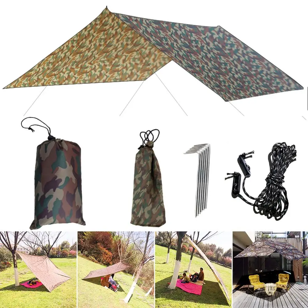 3x3m Camouflage Søn Shelter, Telt, Fortelt Tarp Udendørs Camping Regn Flyve Anti UV-Stranden Telt Skygge Camping Parasol Baldakin Ultraligh