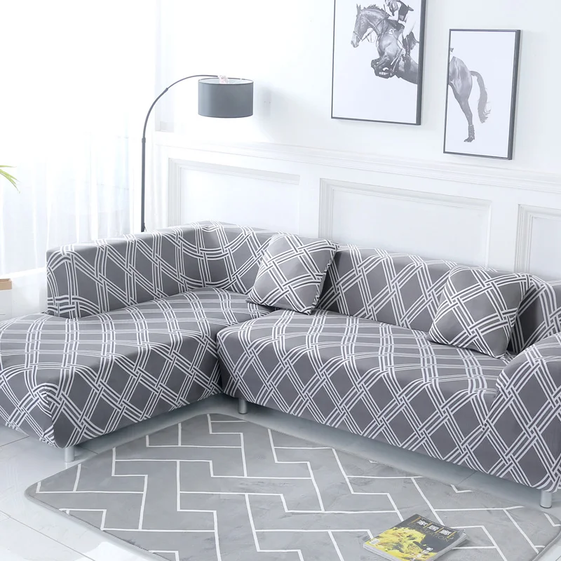 2 Stk Covers til Hjørne Sofa Elastisk Dække Sofa til stuen Chaiselong Sofa Slipcover L-Formet Sofa Dækning af Stretch