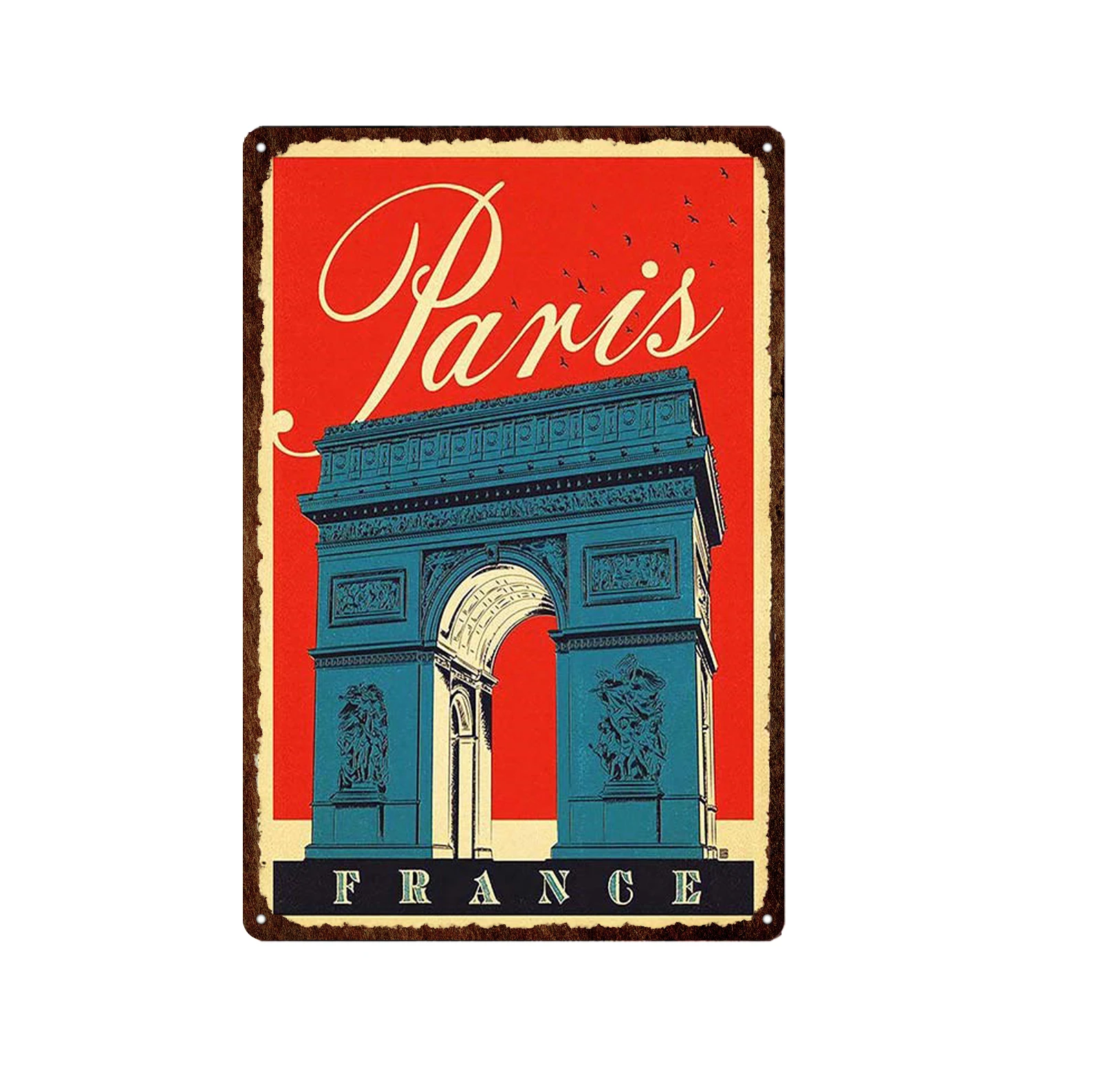 Den Verdensberømte By Turisme Rom, Paris, London Klassiske Arkitektur Retro Tilpasses Dekorative Metal Plak Tin Maling Tin Tegn