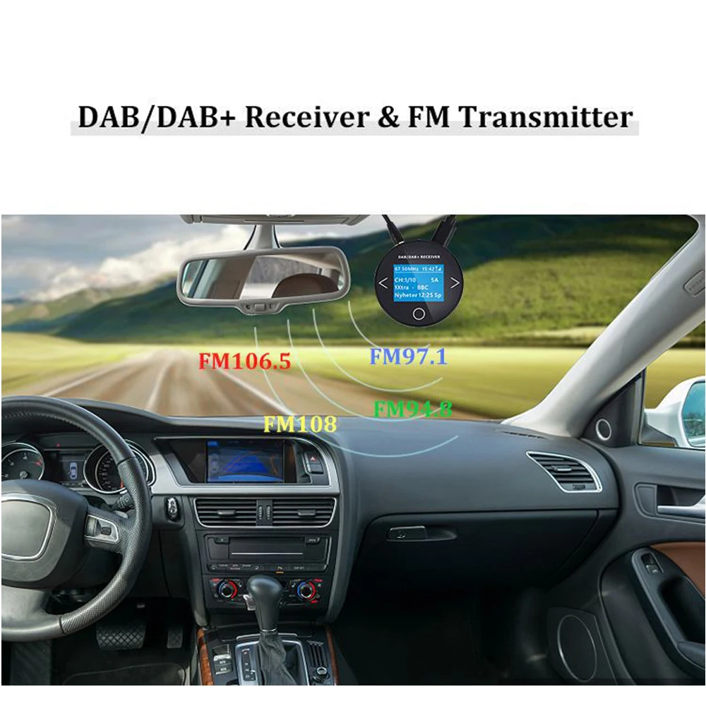 DAB+ Modtager FM Sender Radio Tuner / Antenne Adapter Vise Universal Car DAB Digital Radio Trådløse Fjernbetjening