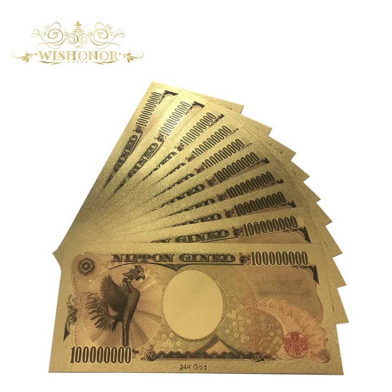 10stk/masse G358A777 Bedste Pris For Farve Japan Guld Seddel Hundrede Millioner Yen Sedlen Falsk Papir Penge Til Indsamling