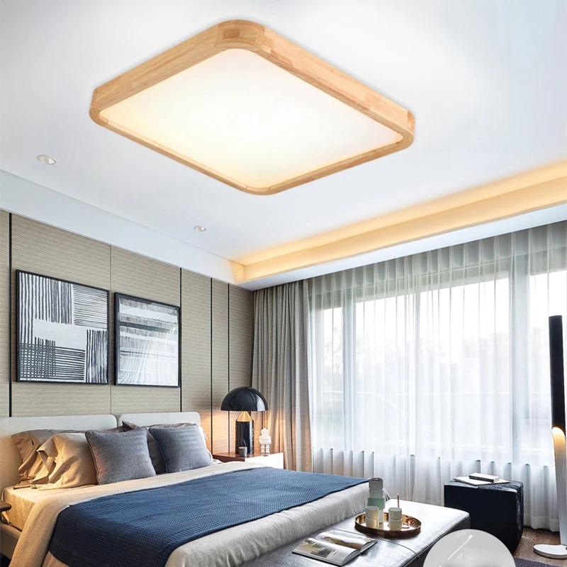 Japansk stil træ loft lampe runde Moderne Overflade til stuen belysning Restaurant glansmetalpræparater para sala de jantar soveværelse