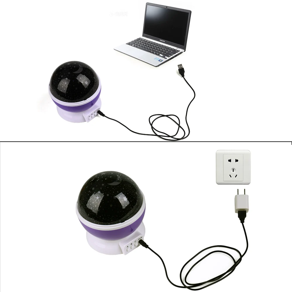 3power måder Romantisk Roterende Spin Nat Lys Projektor Sky Moon Star Master USB-Lampe Led-Projekt For Børn Baby Sove Belysning
