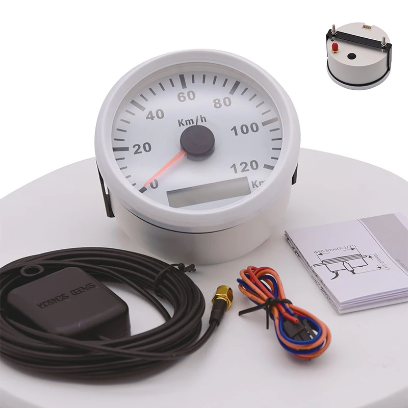 Universal GPS-85mm Speedometer Måler 120 km/t Til Bil, Lastbil, Båd Motor, Auto Med Rød Baggrundsbelysning Med GPS-Hastighed Kilometertæller Gauge