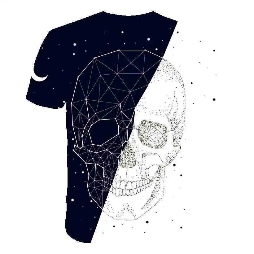 Nye Sorte Og Hvide Kranium Tendens Udskrivning 3d-T-shirt Til Mænd Og Kvinder, Fritid Personlighed 3d-T-shirt-Elskere Korte Ærmer