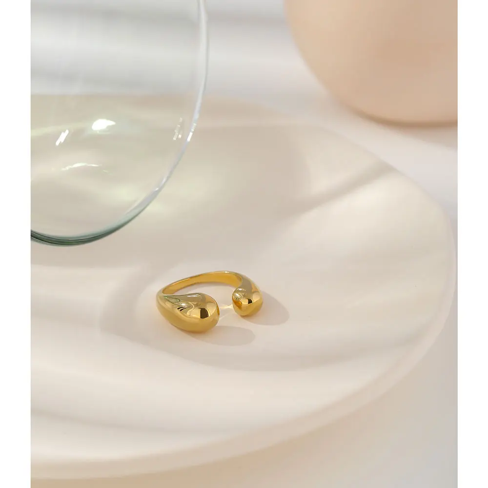 Yhpup 14 K Enkle Geometriske Åben Ring Mode Guld Metal Finger Ring for Kvinder Erklæring кольцо Smykker Party Gave 2020