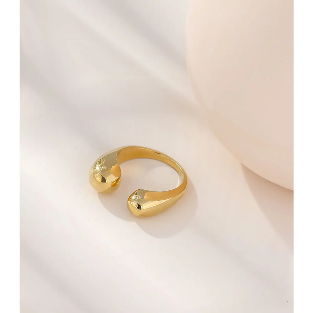 Yhpup 14 K Enkle Geometriske Åben Ring Mode Guld Metal Finger Ring for Kvinder Erklæring кольцо Smykker Party Gave 2020