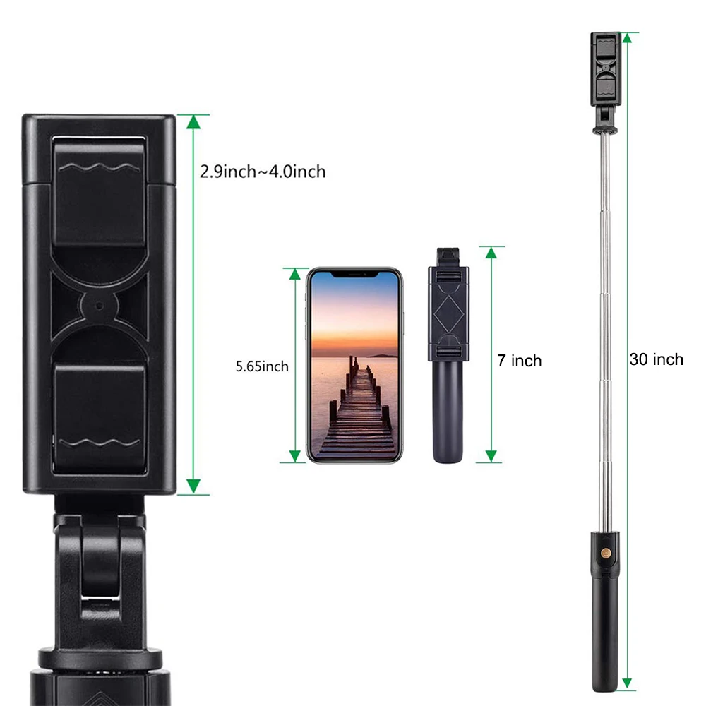 3-i-1 Wireless Bluetooth Selfie Stick Udtrækkelige Håndholdte Monopod Sammenklappelig Mini Stativ Med Lukkeren Fjernbetjening Til IOS Android