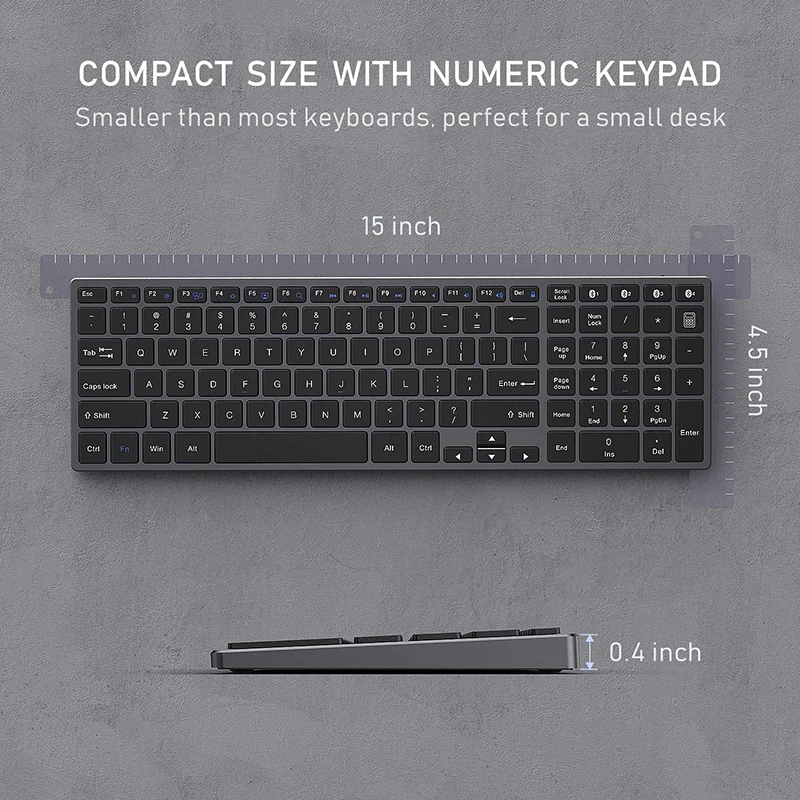 Jelly Kam Genopladelige Bluetooth-tastatur til Laptop Tablet russisk/fransk/tysk /engelsk 4Device Synkronisere Trådløst tastatur Metal