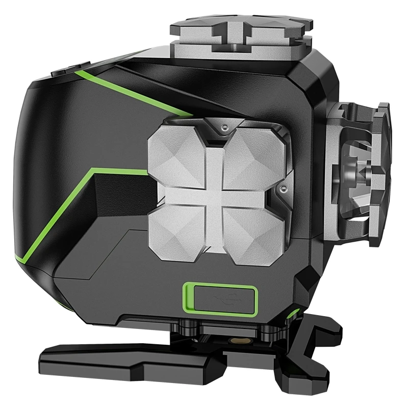 Huepar Osram S03DG med Hård bæretaske,Bluetooth-Funktion&Udendørs Puls Mode 3D-Grøn Stråle linelaserlevel,12 Line Laser-Niveau