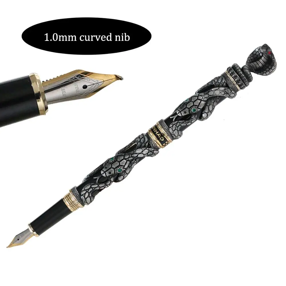 Nyhed Alle Metal JINHAO Slange Fountain Pen 1,0 MM Nib Kalligrafi Blæk Pen kontorartikler Særlig Gave