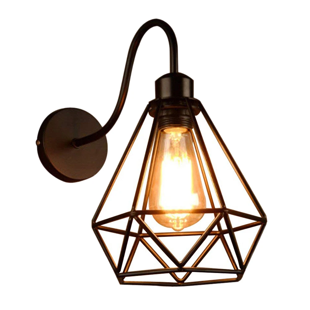 Væglamper Industriel Vintage Black Diamond Bur af Metal Loft lampe Retro Applique Indendørs Dekoration til stuen K