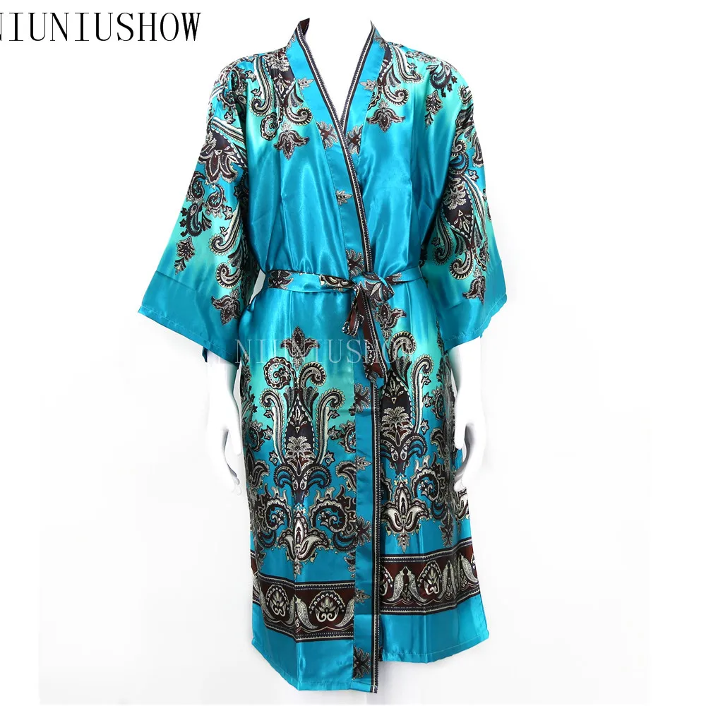 Ny Stil Damer' Sexy Satin Kjole Kjole-Kjole Til Kvinder Elegant Print Nightgowns Kimono Morgenkåbe Blomst Nightdress One Size