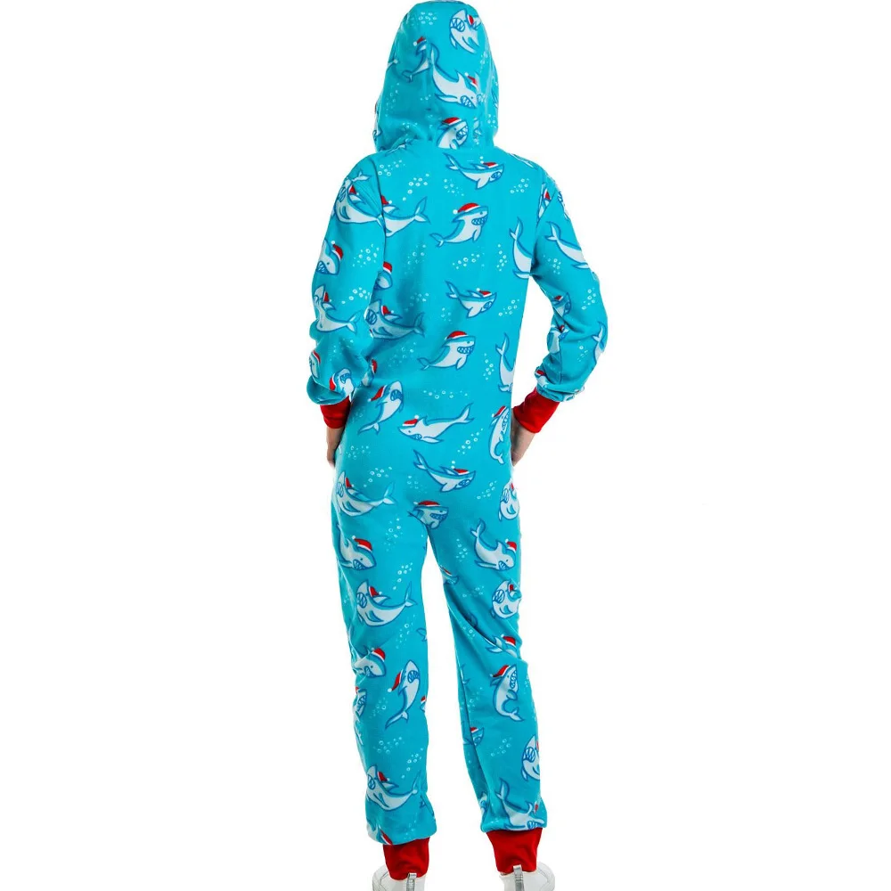 Oeak Jul Nattøj Hætteklædte Pyjamas Sæt Kvinder Foråret Efteråret Mode Afslappet Langærmet Piece Jumpsuit Xmas Print Homewear
