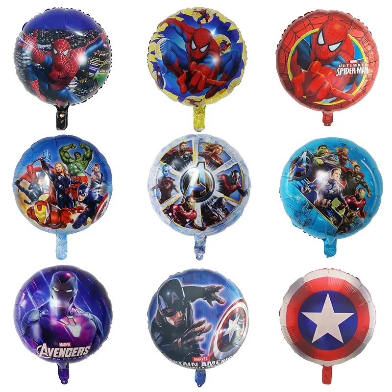 50stk 18inch Superhelt Kaptajn Amerika Spider Iron Man Folie Balloner Happy Birthday Party Dekorationer Helium Globos Kids Legetøj