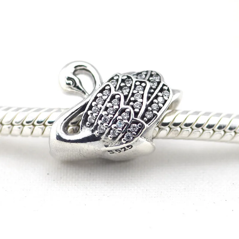Klare CZ Svane Form af Sølv Perler til smykkefremstilling Bane Sten Crystal Charm Perler til Armbånd Sølv 925 Kvinder Fine Smykker