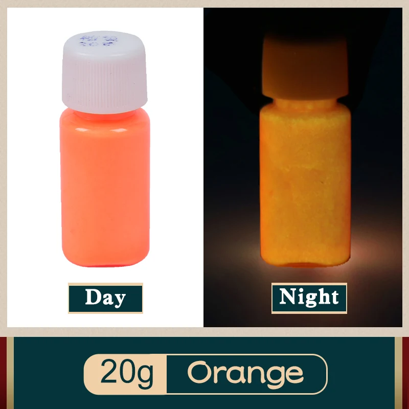 20g Orange Glow in The Dark Selvlysende Maling til Fest Søm Jul Dekoration Kunst Forsyninger Fosfor Pigment