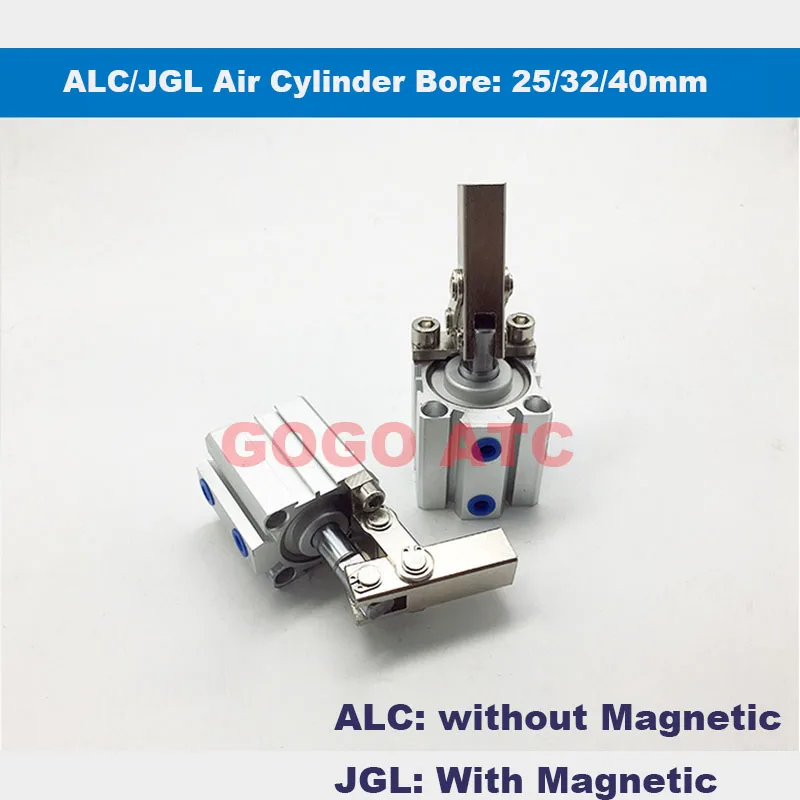 GOGOATC dobbeltvirkende klemme arm håndtaget pneumatisk cylinder ALC/JGL-25/32/40 bar roterende luft cylinder Fastspænding rocker med magnet