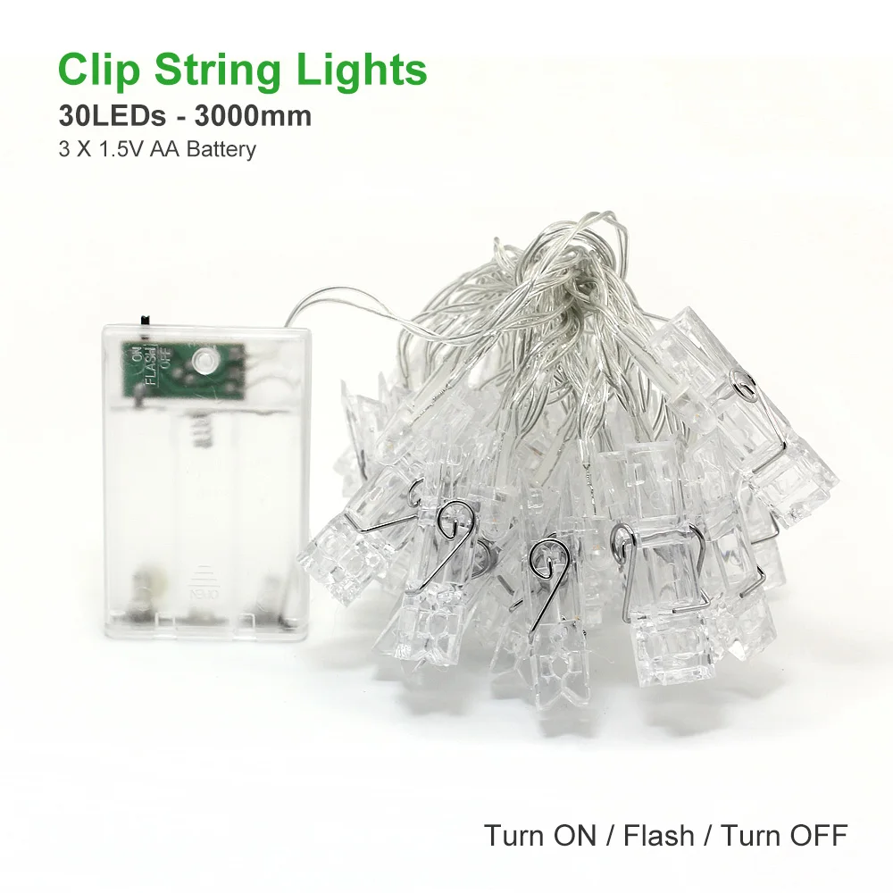 1,5 M 2M 3M Foto Clip Holder LED String lys 10 20 30LED Til Jul, nytår Fest, Bryllup, boligindretning Fairy lights