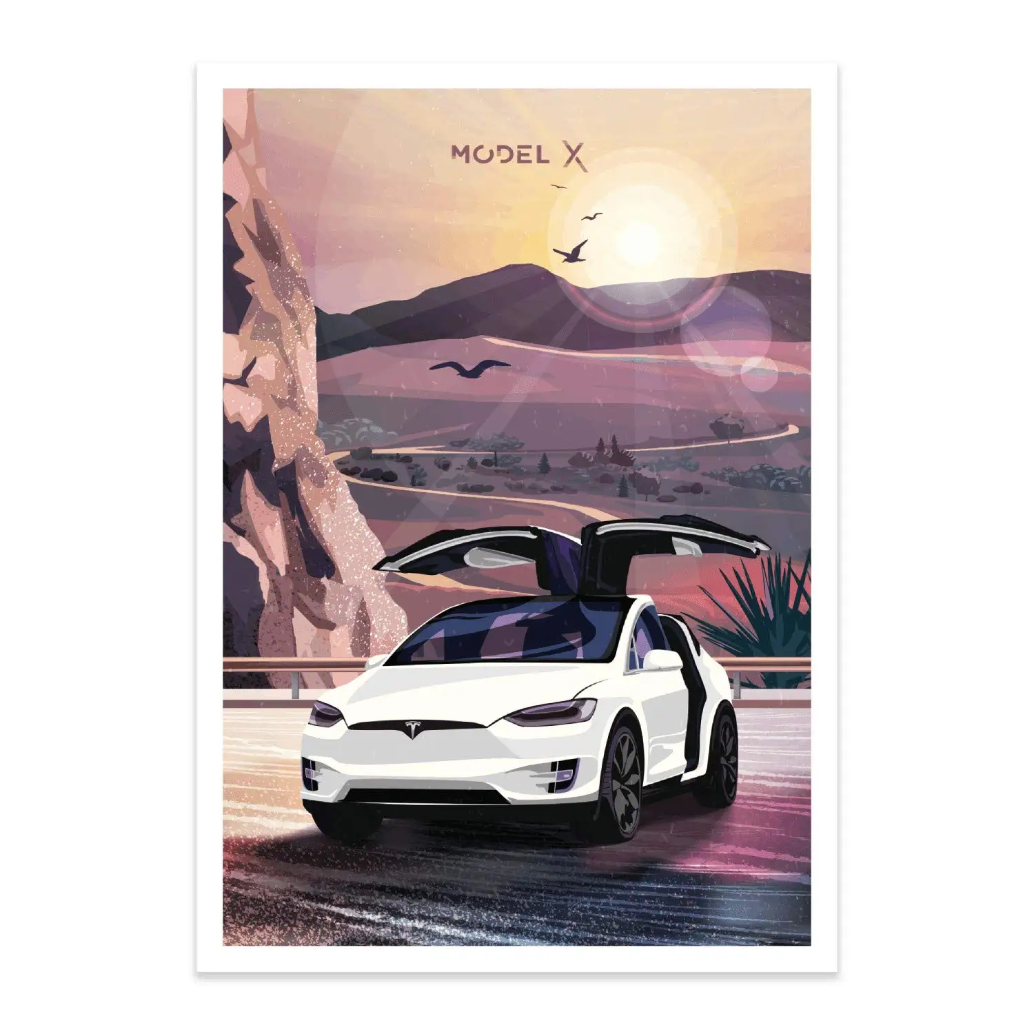 Tesla Model X Plakat Print-Papir Væg Kunst og Indretning (8