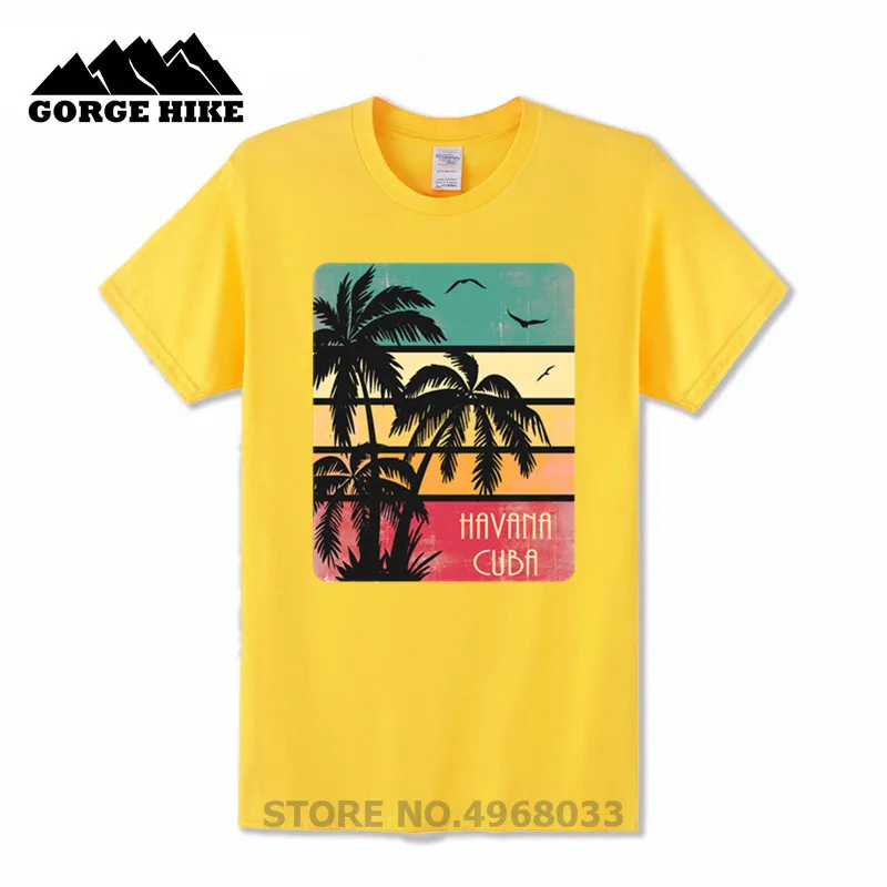 Inspireret Design-Hot Salg T-shirt i Retro-stil Havana Cuba Vintage Solnedgang Palm Mænd kortærmet T-shirt Teenage Kostume Top Tshirt