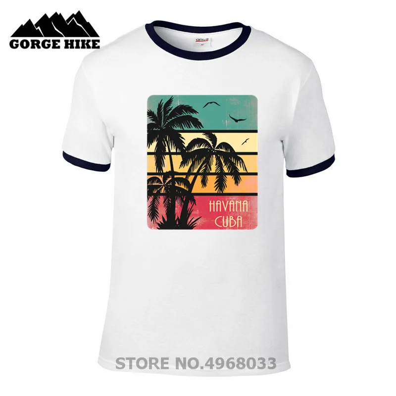 Inspireret Design-Hot Salg T-shirt i Retro-stil Havana Cuba Vintage Solnedgang Palm Mænd kortærmet T-shirt Teenage Kostume Top Tshirt