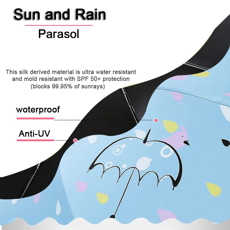 Børn Paraply Børn Tegnefilm Folde Søde Lys Kinesiske Bærbare Klare Pige Parasol Solen Regn, UV-Beskyttelse Parasoller Til Salg
