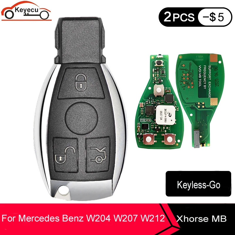 KEYECU Keyless Go Xhorse MB FBS3 BGA Fjernstyret Bil Key Fob 3-Knappen 315MHz /433MHz til Mercedes Benz W204 W207 W212 W164 W166 W221