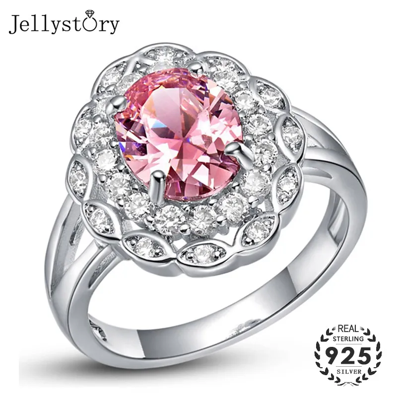 Jellystory Sølv 925 Ring med 8*10 mm oval form farverige Topas Zircon sten mode Ring for Kvinder bryllupsfest engros