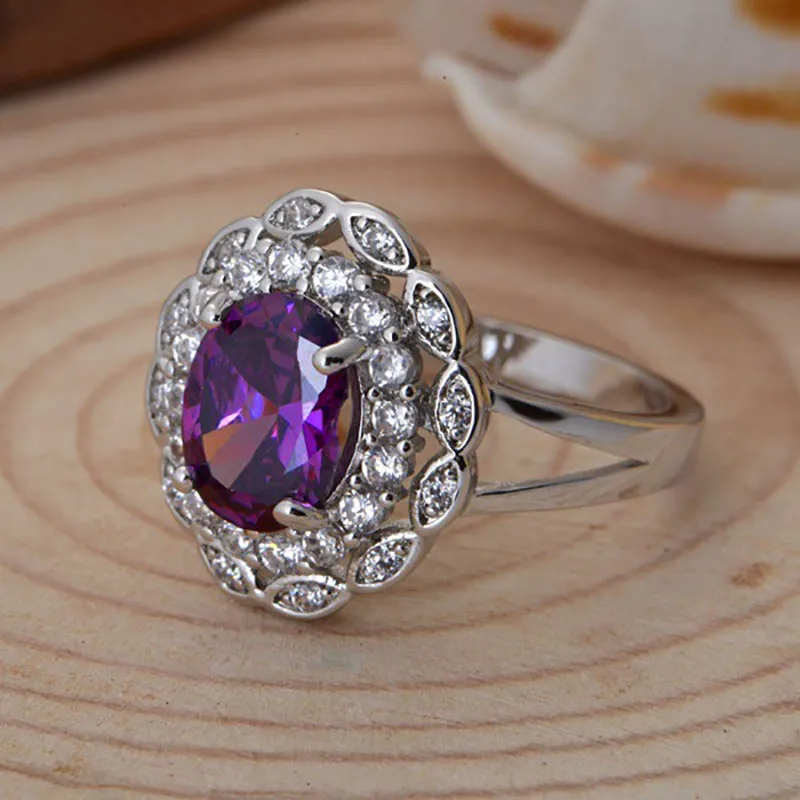 Jellystory Sølv 925 Ring med 8*10 mm oval form farverige Topas Zircon sten mode Ring for Kvinder bryllupsfest engros