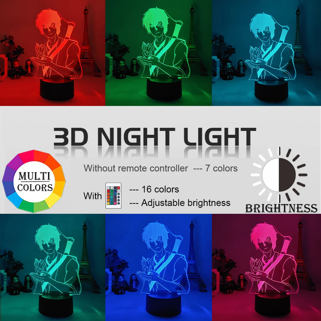 Akryl 3D-Lampe Avatar Den Sidste Airbender Nightlight for Børn Barn, Rum Udsmykning The Legend of Aang Appa Figur Tabel Nat Lys