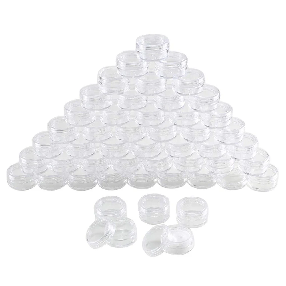 Nyligt 100 Stk 5ml Klar Plast Pot Glas Kosmetiske Containere Prøve Container Mini Flaske S66