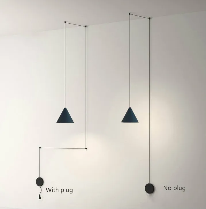 Moderne Lange Wire design-Led-Vedhæng Lys Geometriske Pendel Lampe til stuen, Sengen Væg Sconce Hængende lampe